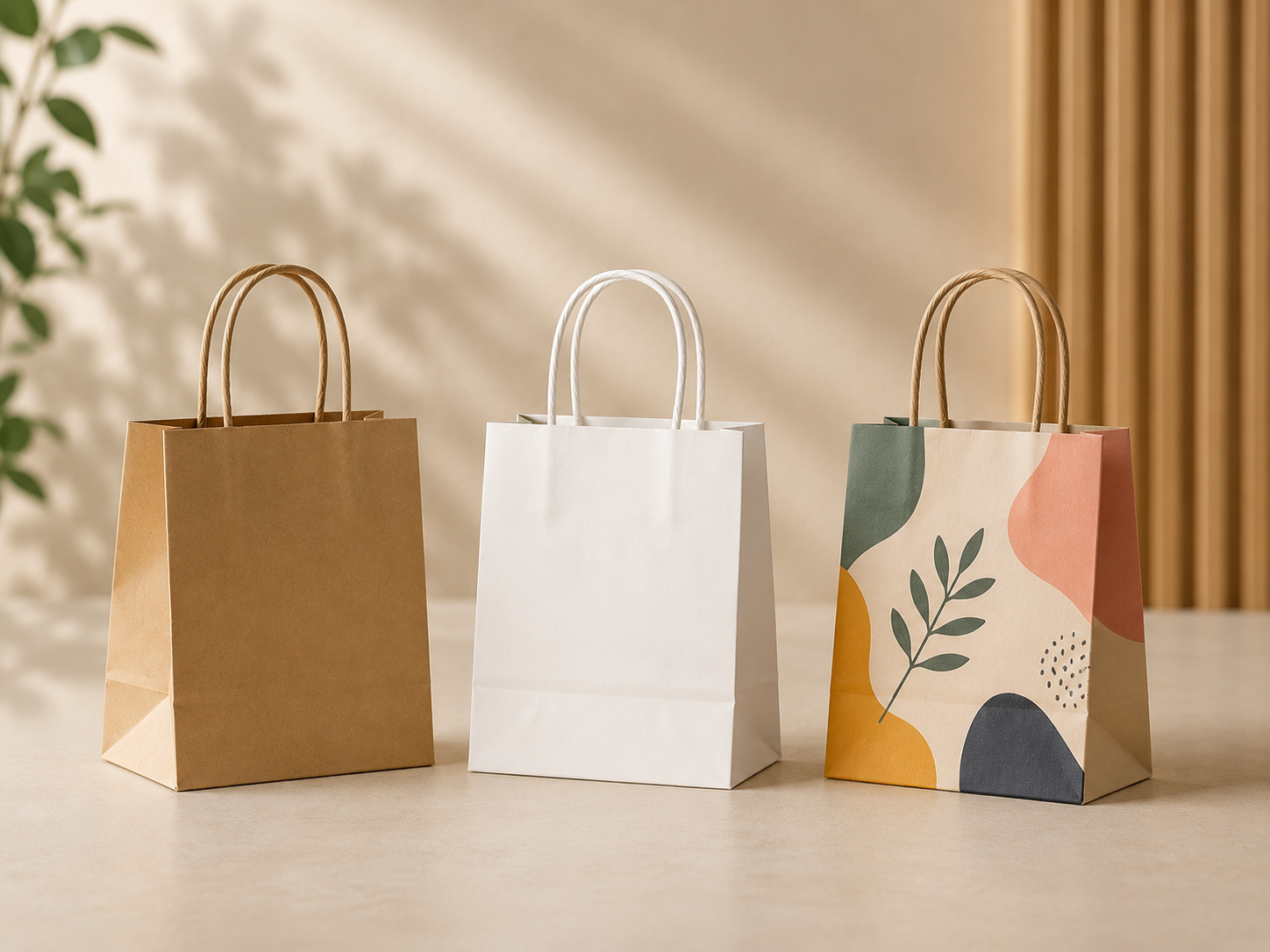 Small paper bag for retail gifts and takeaway items